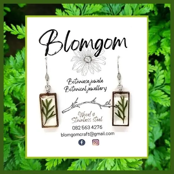 Medium Rectangular Earrings - Fern (EARW008)